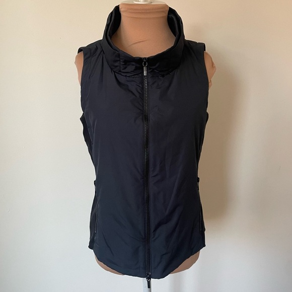 Lafayette Mixed Media Ribbed Side Full Zip Layered Mock Neck Zip Front Vest XS - Picture 1 of 11